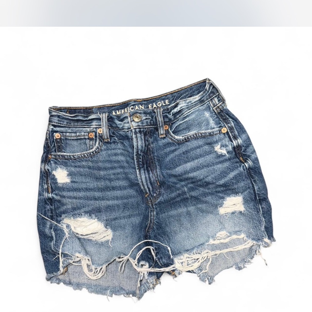 American Eagle Outfitters Blue Distressed Jean Shorts